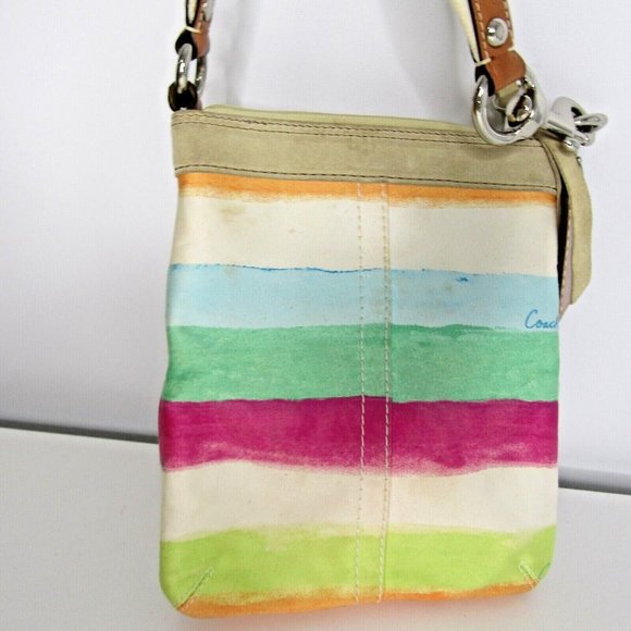 COACH Hampton Multicolor Watercolor Stripe Small Swingpack Crossbody Bag - Picture 3 of 8